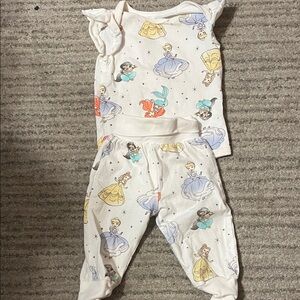 Disney Princess Kids Pajama Set - Cream and Multicolor